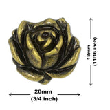 12 Pieces Rose In Full Bloom Metal Shank Buttons. 20Mm (3/4 Inch) (Ant
