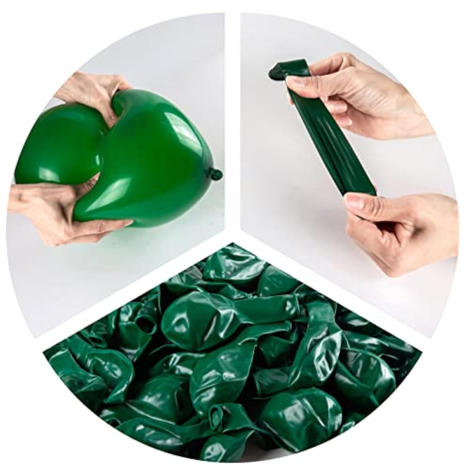 100Pcs Dark Green Balloons, 12 Inch Green Latex Party Balloons Helium