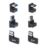 6 Pack 180 Degree & 90 Degree Usb 3.1 Adapter, Left And Right Angle Usb A Male