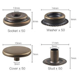 200 Pieces (50 Sets) 15Mm Leather Snap And Fastener Kit 5/8 Inches (15
