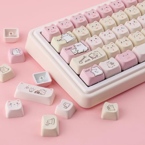 Pbt Keycaps 145 Keys Cute Keycap Dye-Sublimation Lazy Cat Keycaps Mao Profile Custom Keycap For Cherry Gateron Mx Swithes Mechanical Gaming Keyboards