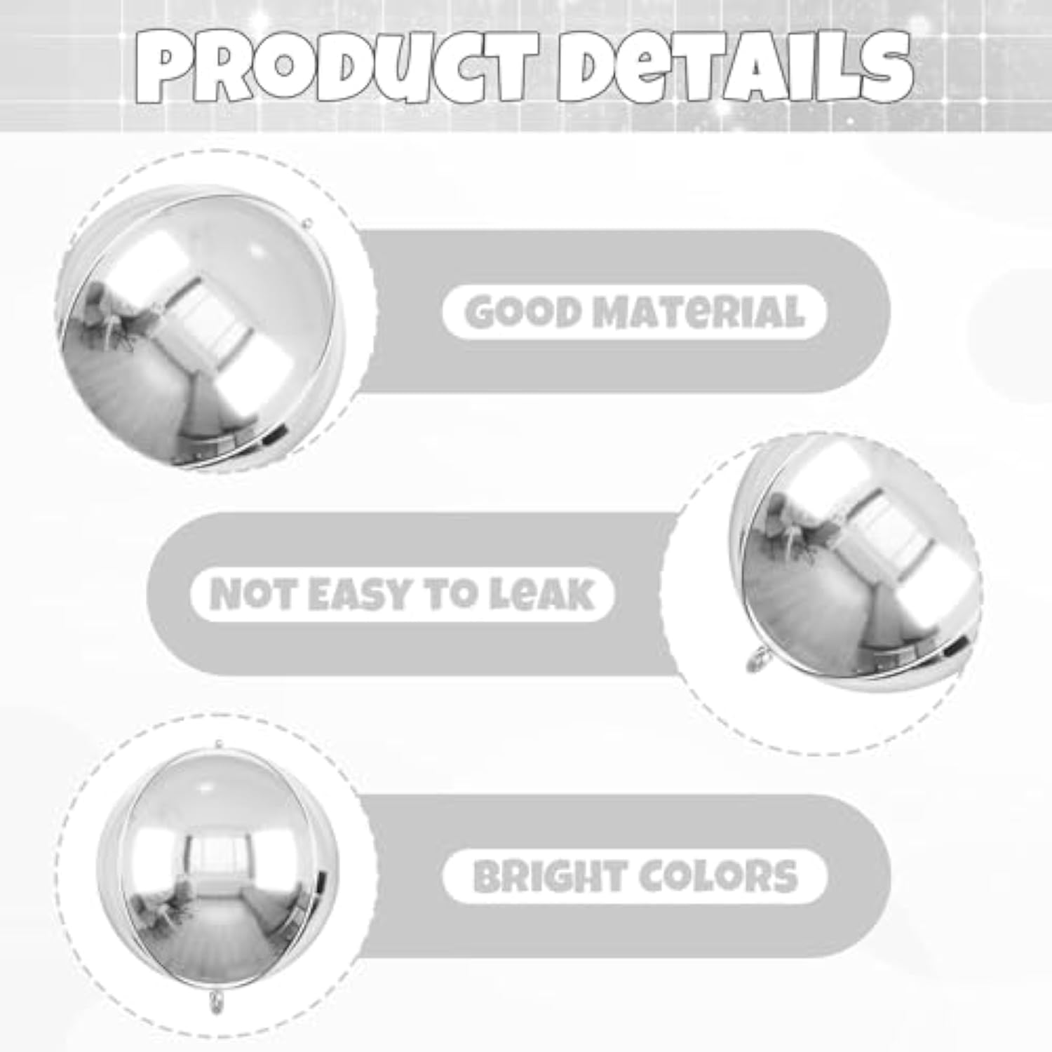 6 Pcs 22-Inch Silver Starburst & 4D Foil Balloons Large Metallic Party Decor
