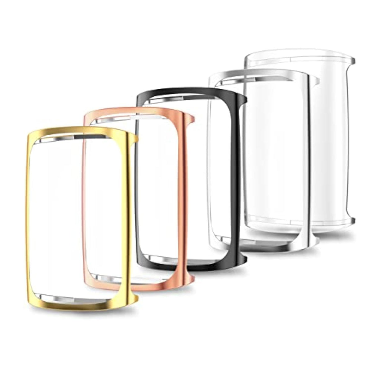 5Pack Soft Screen Protector Bumper Case Compatible With Fitbit Charge 6 Charge 5 Smartwatch, Full Protection, Rose Pink/Clear/Silver/Black/Rose Gold