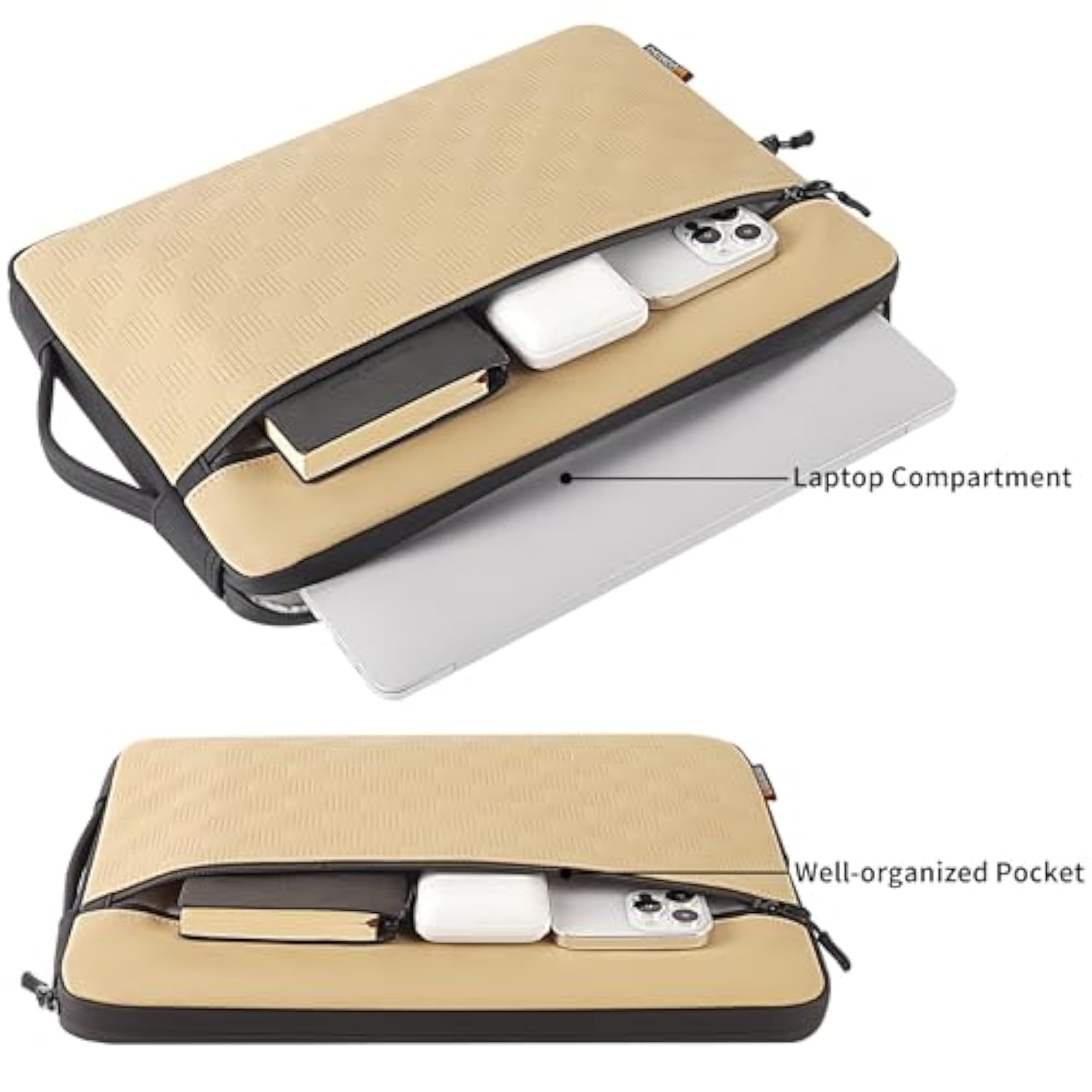 Macbook Pro 14 Case 2024-2021 M3/M2/M1 Sleeve Waterproof Shockproof Protective Cover With Handle, Fits A2779 A2442 14 Inch Laptop, Beige