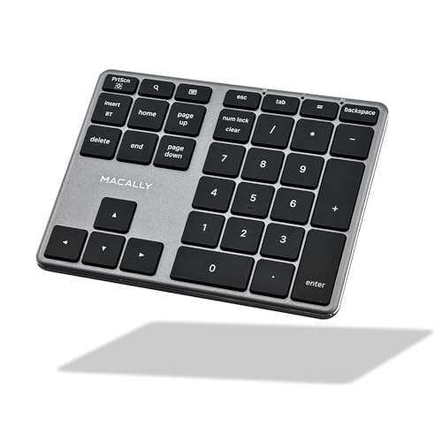 Bluetooth Number Pad For Laptop - Slim Aluminum Design - Rechargeable Wireless Numeric Keypad - 35 Key Numpad Keyboard For Data Entry - For Mac, Macbook Pro/Air, Ipad, Iphone, Ios, Pc, Android