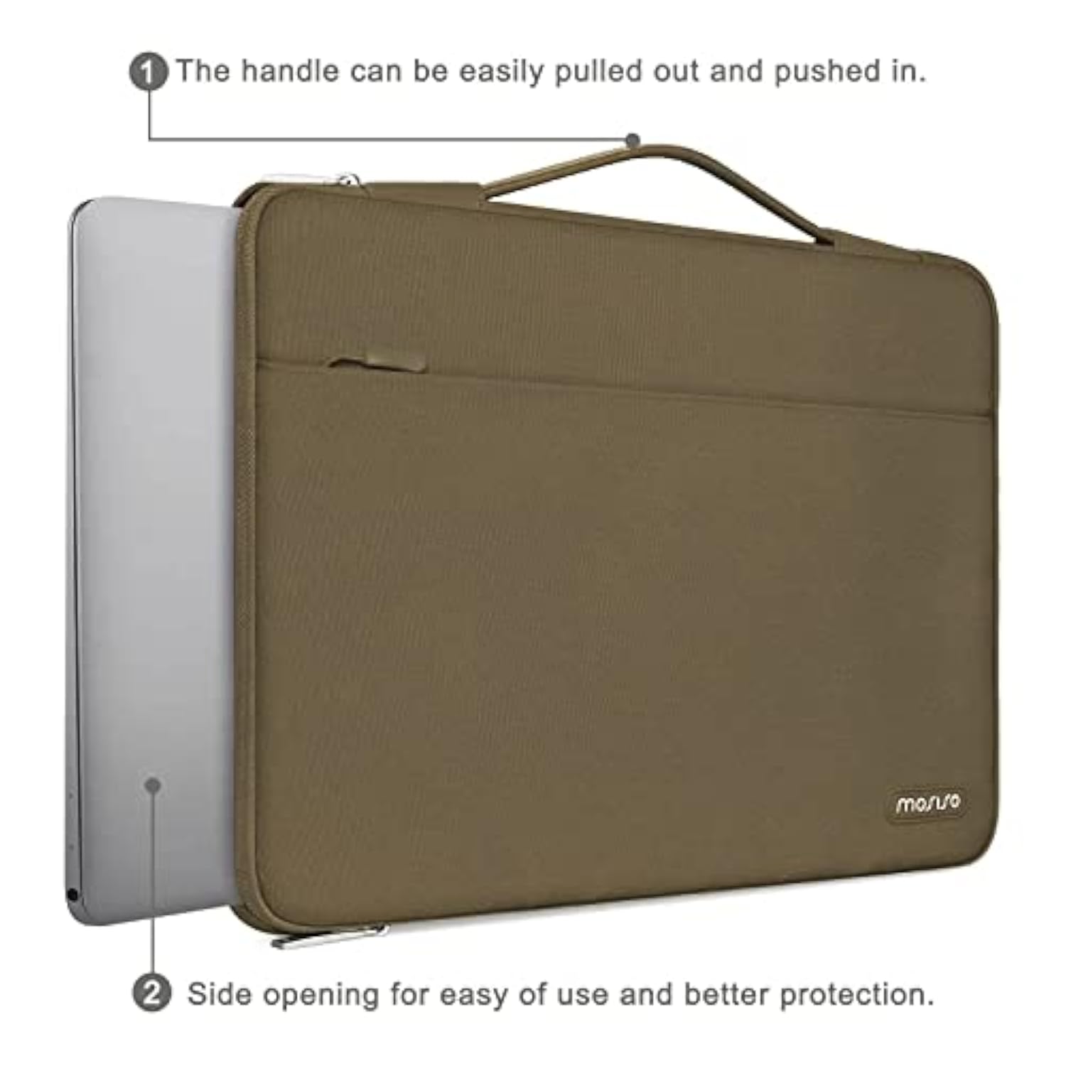 MOSISO 360 Protective Laptop Sleeve Compatible with MacBook Air/Pro, 13-13.3 inch Notebook, Compatible with MacBook Pro 14 inch M4 M3 M2 M1 Pro Max 2024-2021, Polyester Bag with Belt, Black