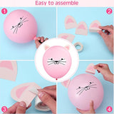 50pcs 12-Inch Kitty Balloons with Ears, 5 Colors for Cat-Themed Parties