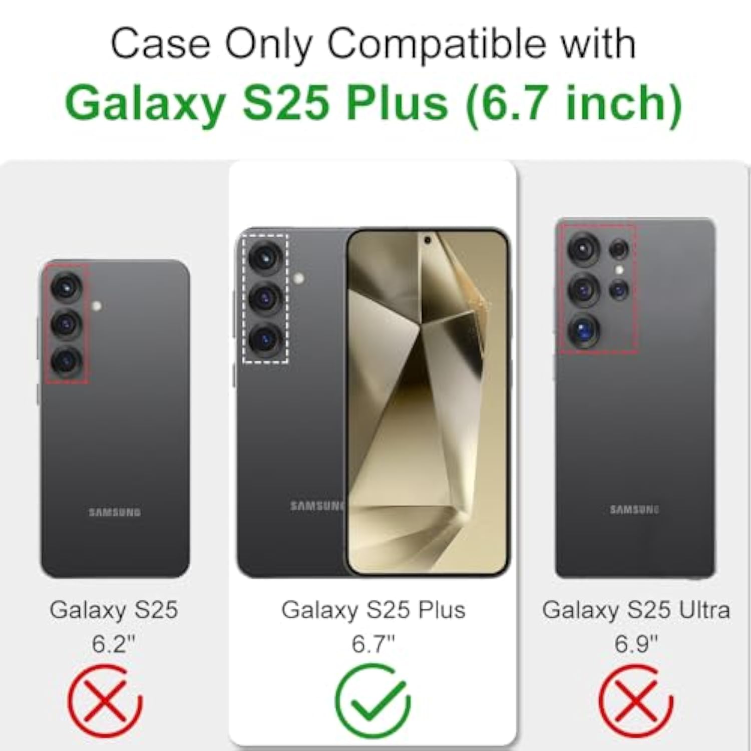 Galaxy S25+ Plus Case with Invisible Stand, Military Drop Protection, MagSafe, Black/Red