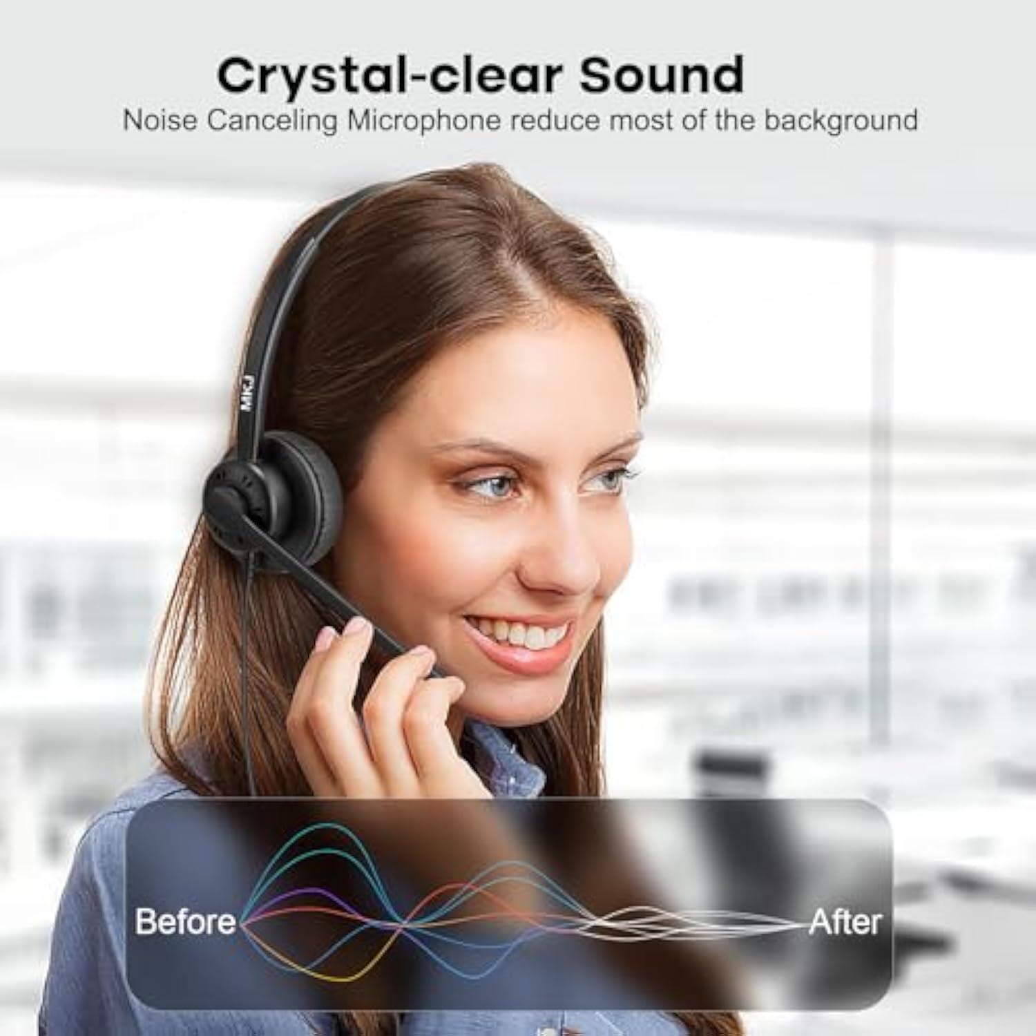 Telephone Headset Noise Canceling Corded Rj9, Wired Headphone With Microphone Dual Ear Call Center Office Headset Compatible With Cisco Cp-7821 7841 7861 7945G 7962G 7975G 8841 8865 9971