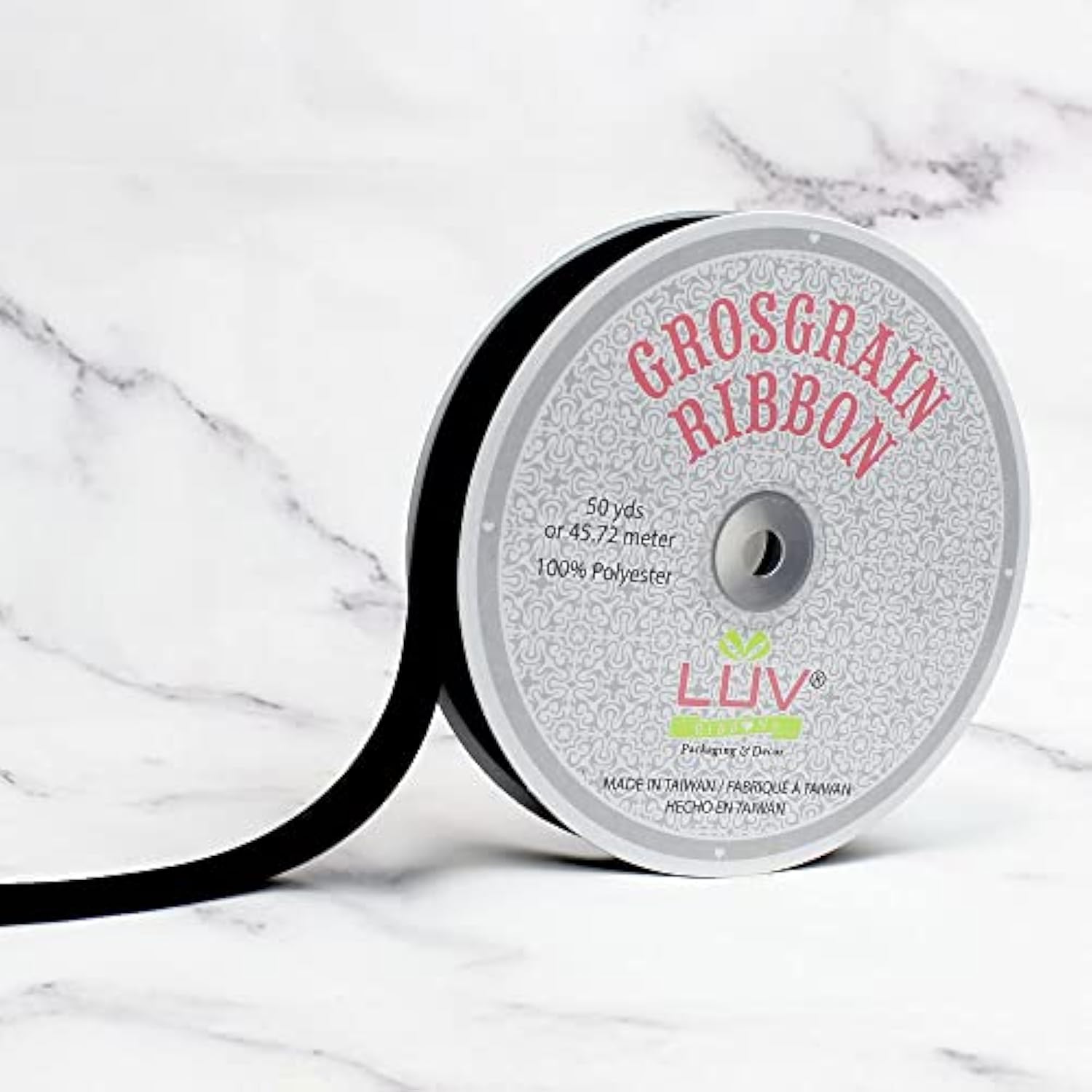 7/8-Inch Solid Grosgrain Ribbon, 50-Yard, Black