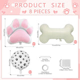 8 Pcs Dog Balloons 30 Inch Bone Foil Balloons Paw Print Balloon Dog Birthday Decorations Pink Dog Paw Balloon Pets Puppy Themed Birthday Party Decorations Supplies
