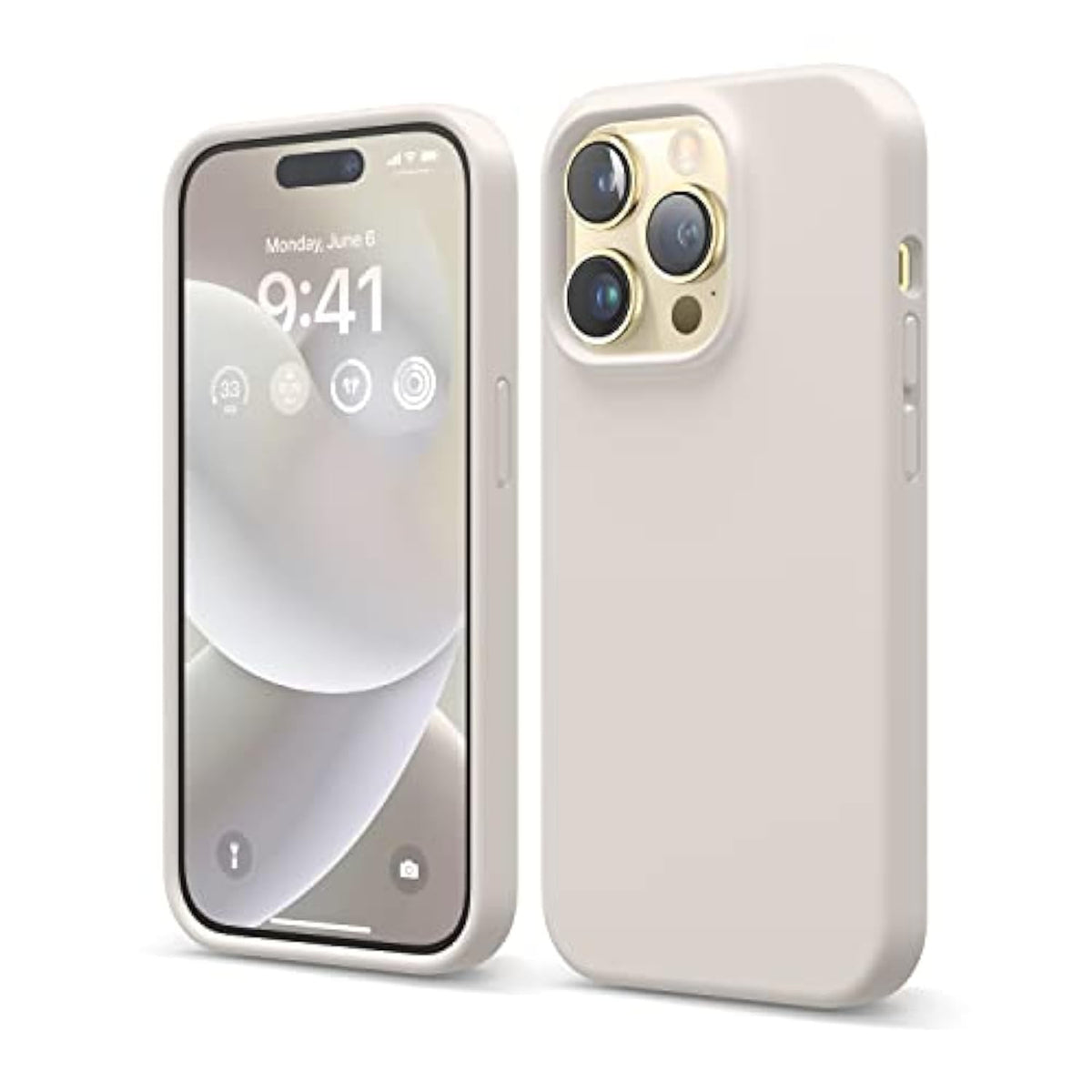 Elago Compatible With 14 Pro Case, Liquid Silicone Case, Full Body Protective Cover, Shockproof, Slim Phone Case, Anti-Scratch Soft Microfiber Lining, 6.1 Inch (Stone)