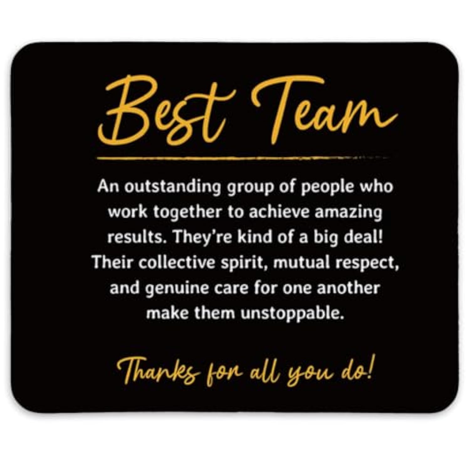 Best Team Definition Black Square Mousepads,Inspirational Mouse Pads For Desk Home Office Gaming Working,Non-Slip Rubber Base Mousepad Gaming Mouse Pads,9.5X7.9 Inches