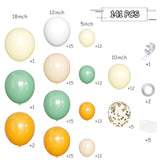 141Pcs Sage Green Orange Balloon Arch Kit Yellow White for Birthday Wedding Baby Shower