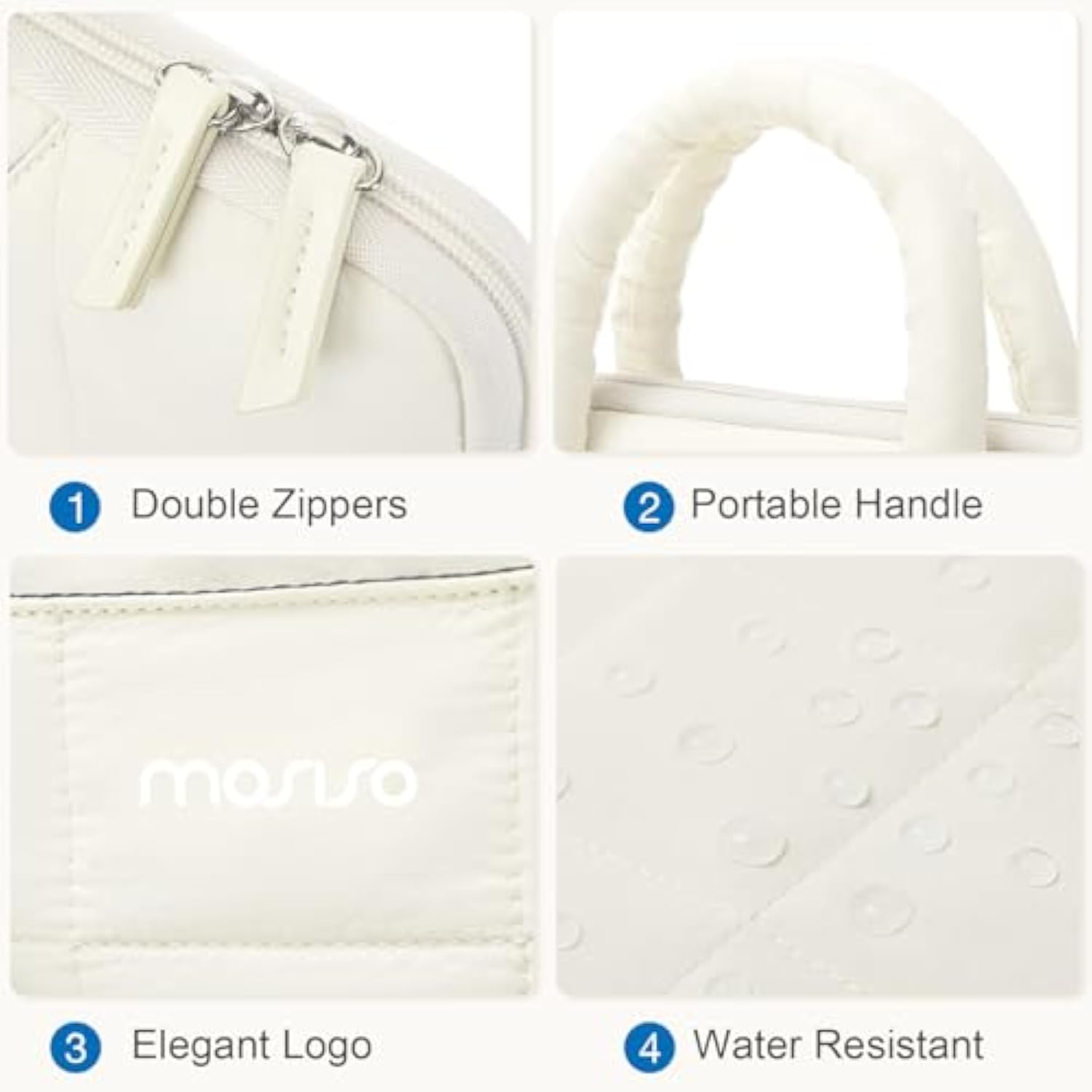 MOSISO 13-14 inch Laptop Case, 13.3 inch Puffy Laptop Sleeve Compatible with MacBook Air 13 13.6/Pro 13/Pro 14,HP Acer Dell ASUS Lenovo, Rectangle Quilted Computer Bag with Handle&Flower Pendant, Sand