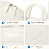 MOSISO 13-14 inch Laptop Case, 13.3 inch Puffy Laptop Sleeve Compatible with MacBook Air 13 13.6/Pro 13/Pro 14,HP Acer Dell ASUS Lenovo, Rectangle Quilted Computer Bag with Handle&Flower Pendant, Sand