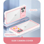 For 13 Pro Max Phone Case, 12 Pro Max Case With Slide Camera Cover & Built-In Screen Protector Heavy Duty Shockproof Phone Case Cover For 13 Pro Max 12 Pro Max 6.7, Pink