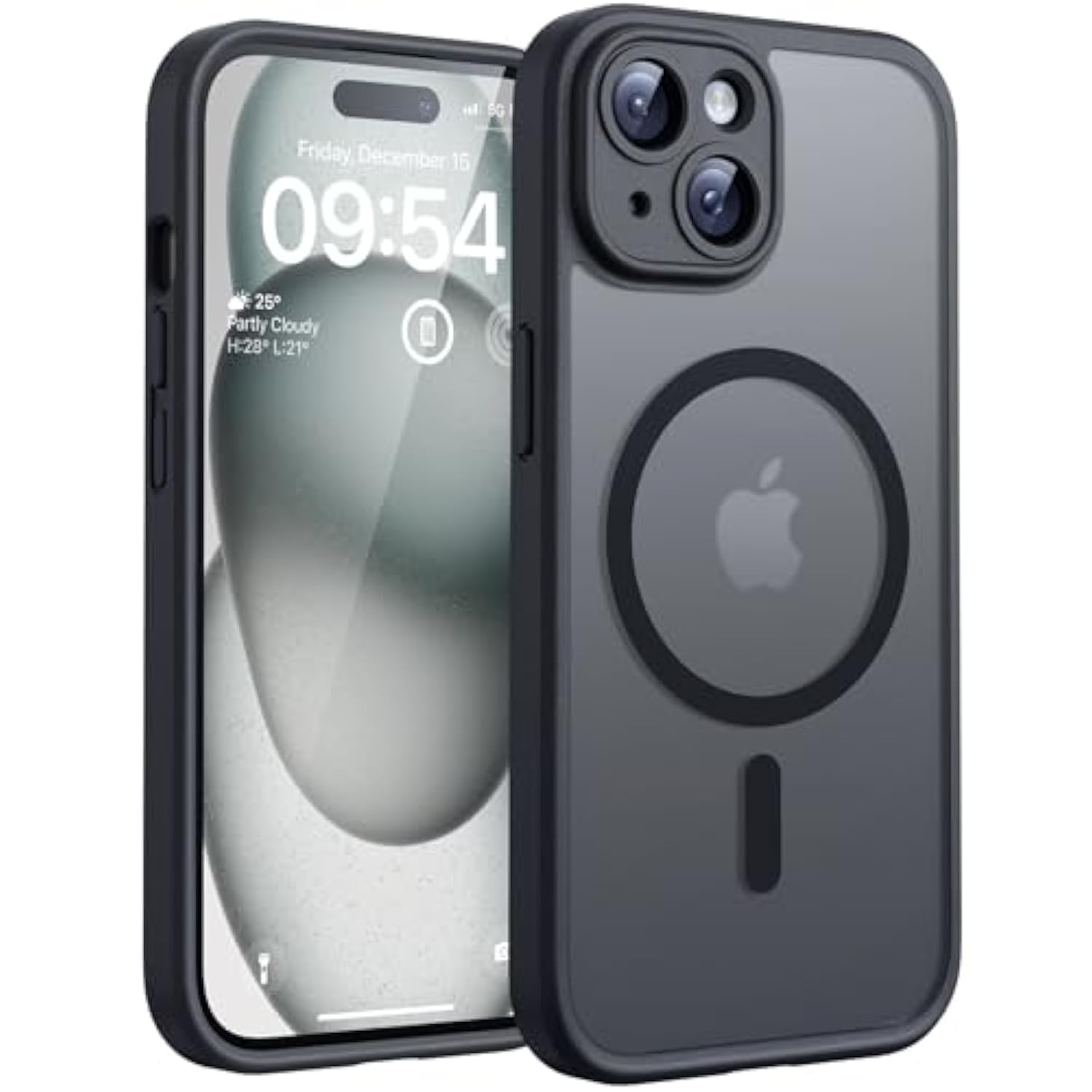 Magnetic iPhone 15 Plus Case with Full Camera Protection 6.7in Space Black