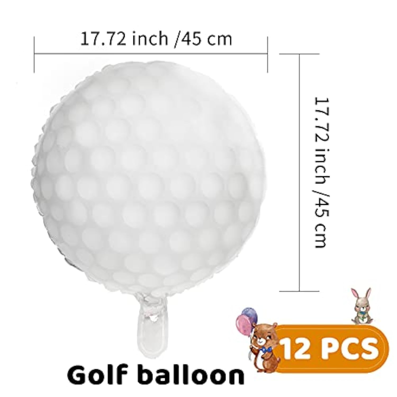 Golf Ball Balloons Decoration Golf Themed Balloons Ball Sports Round Aluminum Foil Decoration For Theme Birthday Party (12 Pieces)