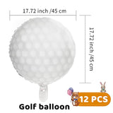 Golf Ball Balloons Decoration Golf Themed Balloons Ball Sports Round Aluminum Foil Decoration For Theme Birthday Party (12 Pieces)