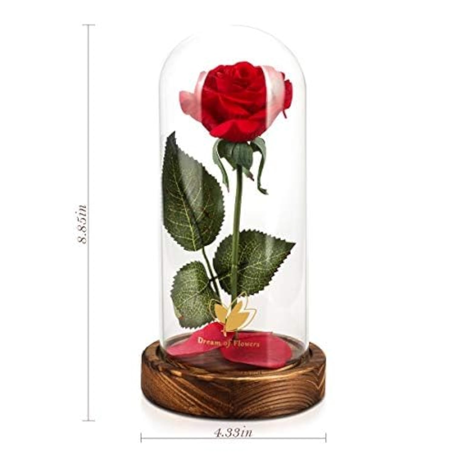 Valentines Day Gifts For Her,Beauty And The Beast Rose In Glass Dome,Lasts Forever Red Rose With Led Lights,Gifts For Women,Mom,Wife,Anniversary,Birthday, Wedding Home Decor