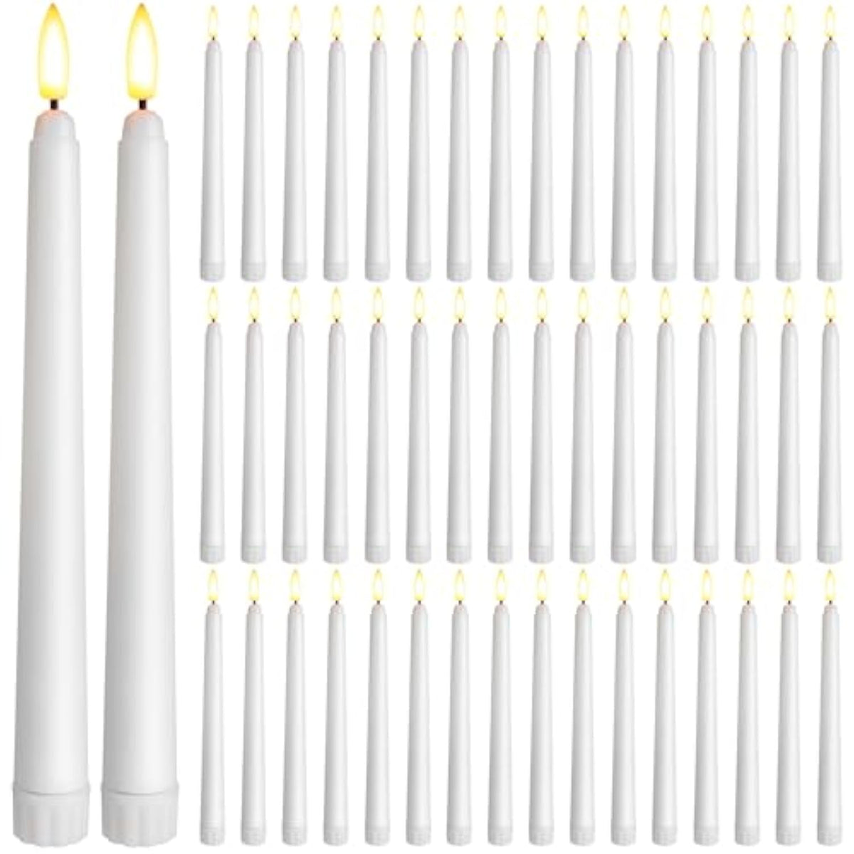 50 Pcs 8.5 Inch Flameless Taper Candles Battery Operated Taper Candles Bulk Led Flickering Flameless Candlesticks Realistic Candle Lights For Home Dinner Wedding Church Christmas Decor