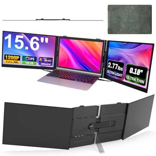 Laptop Screen Extender, Ultra-Thin 15.3" Fhd 1200P 16:10 Portable Monitor For Laptop, Lightweight Travel Monitor Extender Plug & Play For 14"-17.3" Laptops, Compatible With Wins/Mac/Android/Chrome