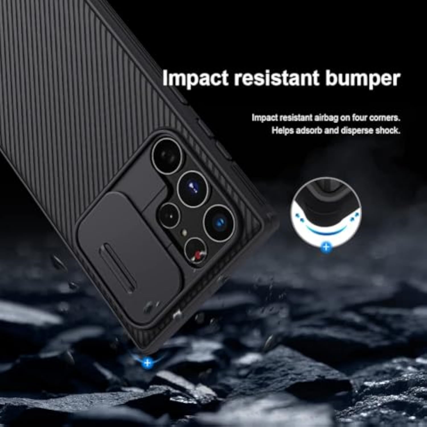 Samsung Galaxy S22 Ultra Polycarbonate Protective Case with Camera Cover - Black