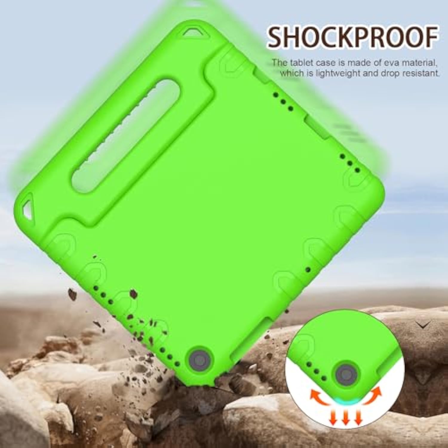 Kids Case For Samsung Galaxy Tab A9+/A9 Plus 11 Inch 2023 Case With Builtin Screen Protector, Light Weight Shock Proof Handle Stand Kids Friendly Cover For (Smx210/X216/X218),Green
