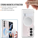 For Galaxy Z Fold 7 Case Compatible With Magsafe, Built-In Metal Kickstand & Strong Magnetic, Anti-Yellowing Non Slipping Out Phone Cover With Stand Slim Fit Samsung Galaxy Z Fold7 (Clear)