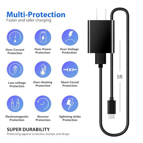 20W Fast Wall Qc3.0 Charger Usb C Charging Cable Cord For Motorola G Power 2025 2020/2021/2022 G Stylus 2024, Moto Turbo One 5G Uw Ace, Edge/Razr, G200 G100 G41 G71 G30 G10 Z3 Z4 G Pure Android Phone