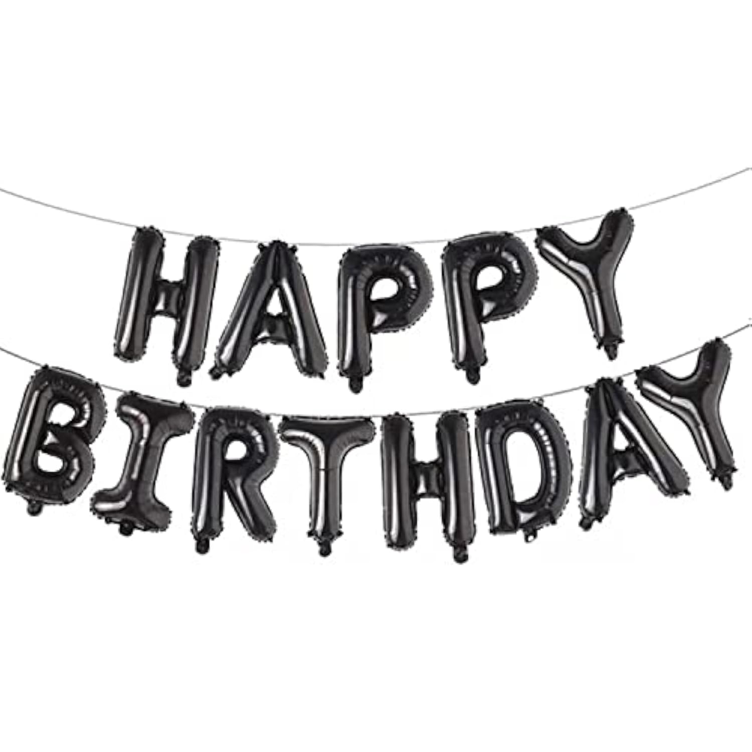 Happy Birthday 16in 3D Foil Letter Balloon Banner Black Party Decorations
