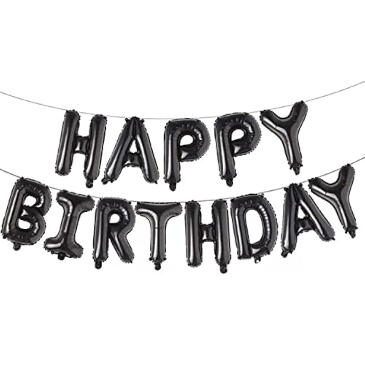 Happy Birthday 16in 3D Foil Letter Balloon Banner Black Party Decorations