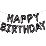 Happy Birthday 16in 3D Foil Letter Balloon Banner Black Party Decorations