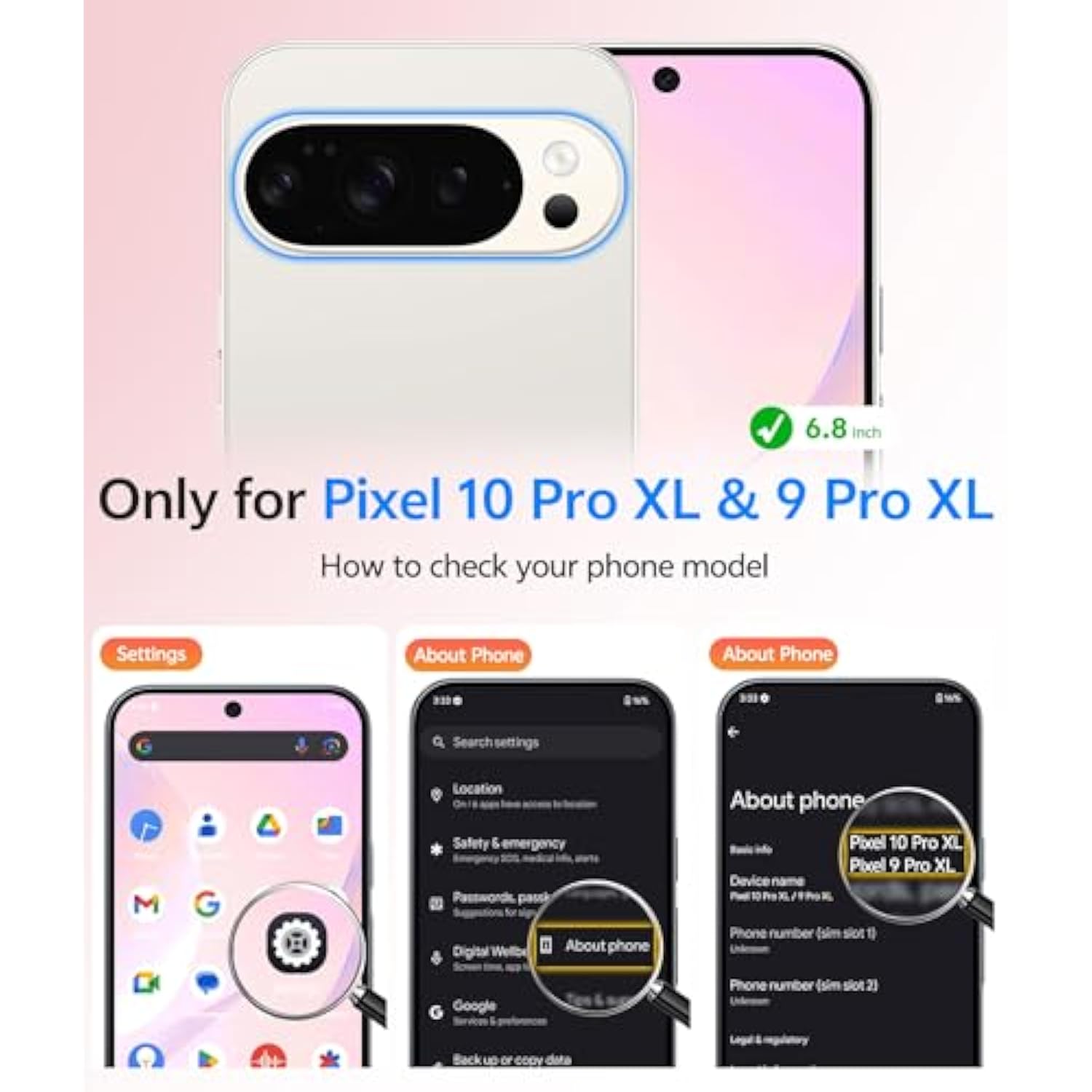 Google Pixel 9 Pro XL Case: Magnetic Matte Shockproof Military Grade Protection (Pink)