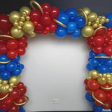 Red Blue Gold Balloon Garland Kit, 120Pcs Royal Blue Red Arch Kit With Gold 4D Foil Balloon Long Balloons Different Sizes For Video Theme Birthday Baby Shower Party Graduation Game Bachelorette Decor