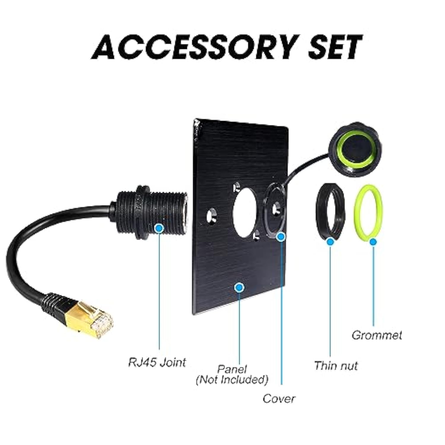 5Pcs Panel Mounting Rj45 Waterproof Connector M20 Cat5/5E/6 Ethernet Lan Cable