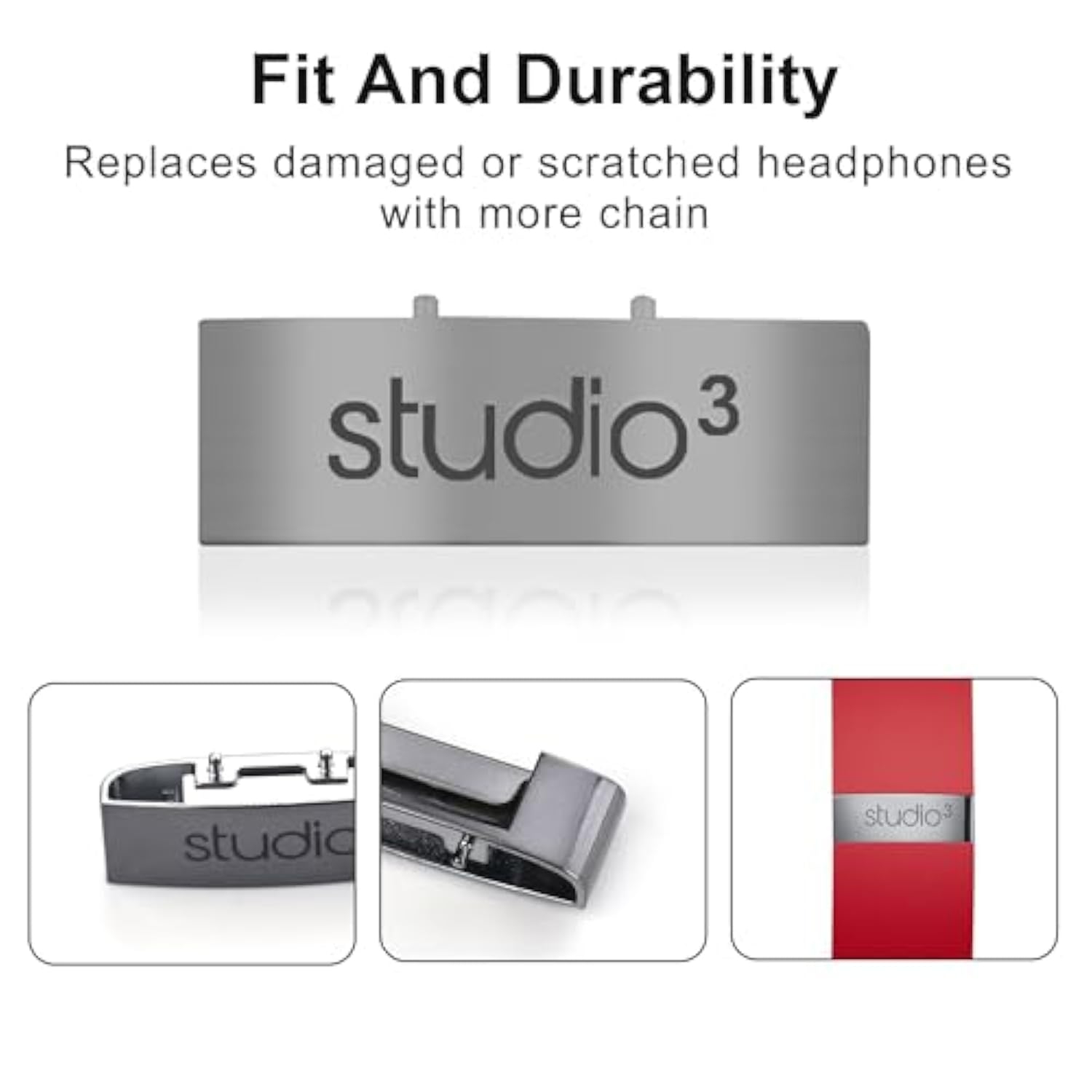 Studio 3 Hinge Headband Connector Replacement Metal Repair Parts Compatible With Beats Studio 3.0 Wireless Over-Ear Headphones Headband Metal Folding Hinger Clip Cover Pin Repair Kit (Titanium Gray)