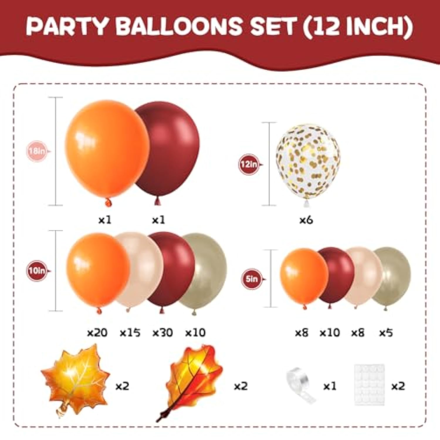 Orange Balloon Arch Kit with Leaf Foil Balloons Burgundy Burnt Orange for Autumn Party
