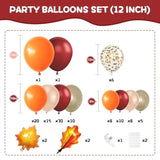 Orange Balloon Arch Kit with Leaf Foil Balloons Burgundy Burnt Orange for Autumn Party