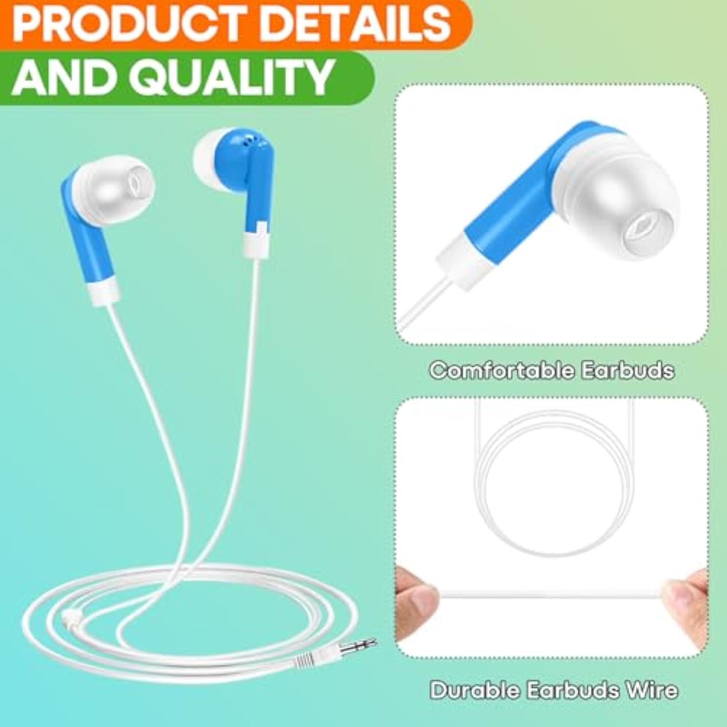 120 Pack Bulk Earbud Headphones Multi Colors Earphones Perfect For School Clas