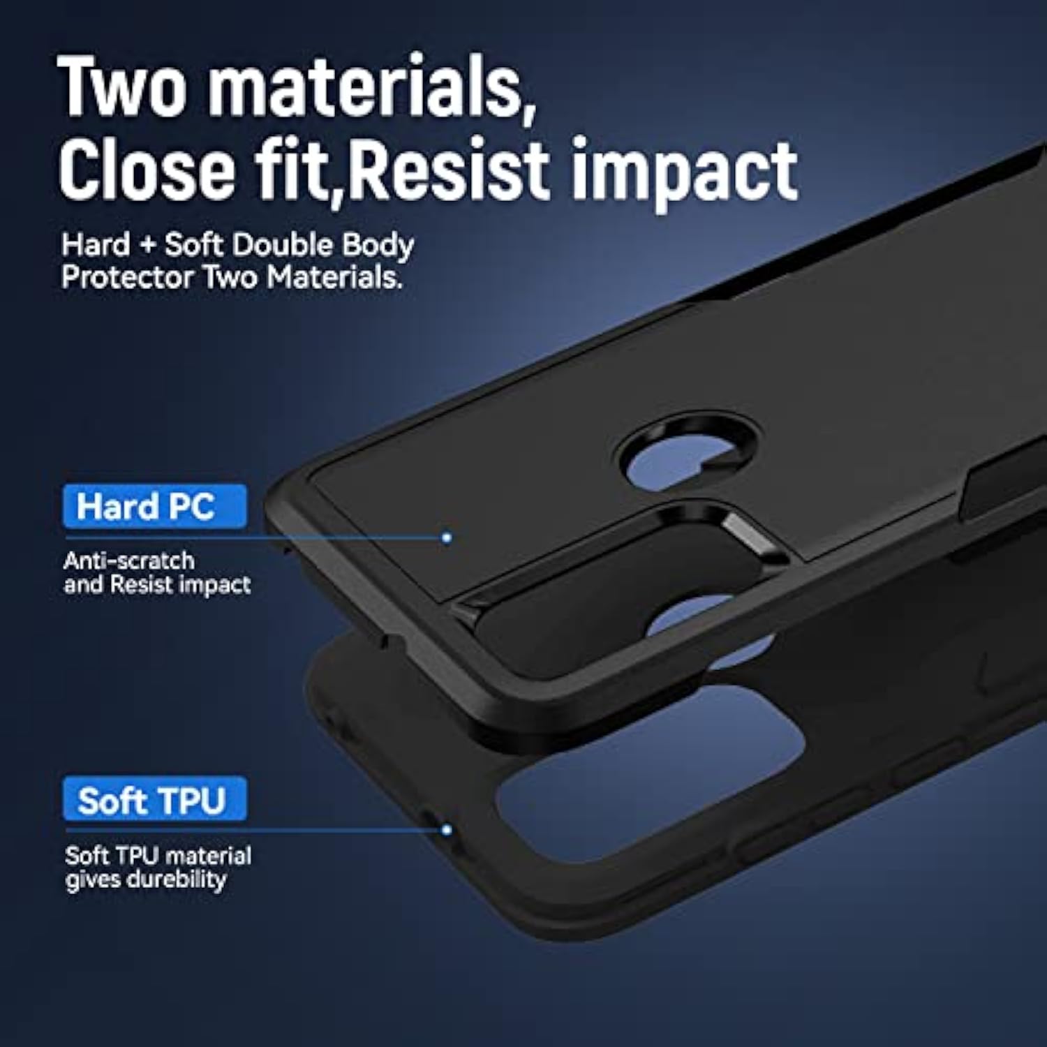 For Moto G Play 2023 Case,With Screen Protector [Military Grade Drop Tested] Heavy-Duty Tough Rugged Shockproof Protective Case For Moto G Pure, Black