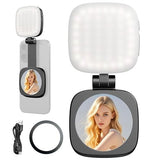 Magnetic Selfie Light for iPhone, Portable Phone Light Ring for iPhone Magsafe, CRI97 360° LED Selfie Fill Light with Mirror for Selfies,