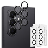 (2 Sets) Camera Lens Protector Compatible For Samsung Galaxy Z Fold 7, Protector De Cámera One-Step Installation Tray Individual Alloy Metal Ring Glass Case Friendly - Black
