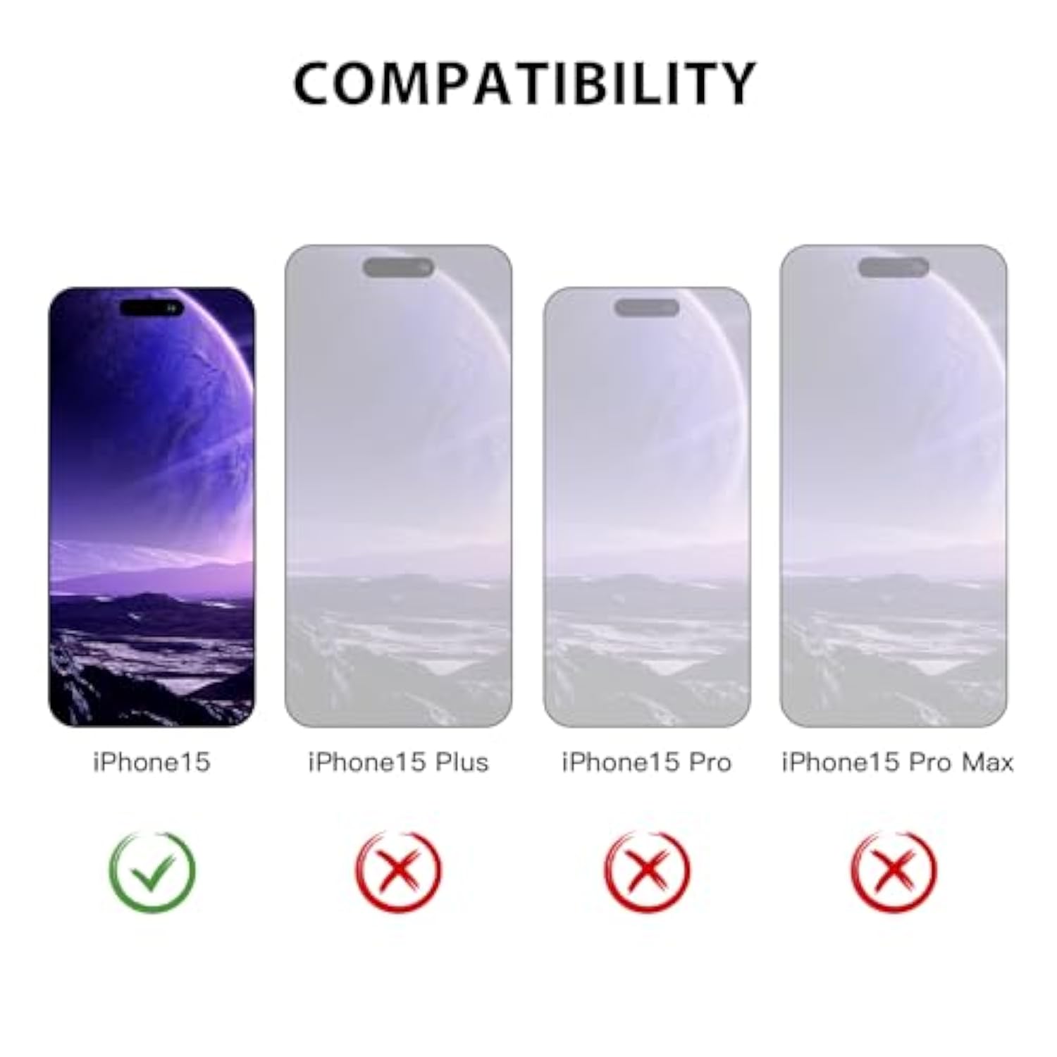 Card Holder Slot Case Compatible With Apple Iphone 15 6.1 Inches 2023, Phone Wallet Case With 1 Tempered Glass Screen Protector, Rubber & Pc Bumper Cover For Women Men, Black