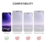 Card Holder Slot Case Compatible With Apple Iphone 15 6.1 Inches 2023, Phone Wallet Case With 1 Tempered Glass Screen Protector, Rubber & Pc Bumper Cover For Women Men, Black