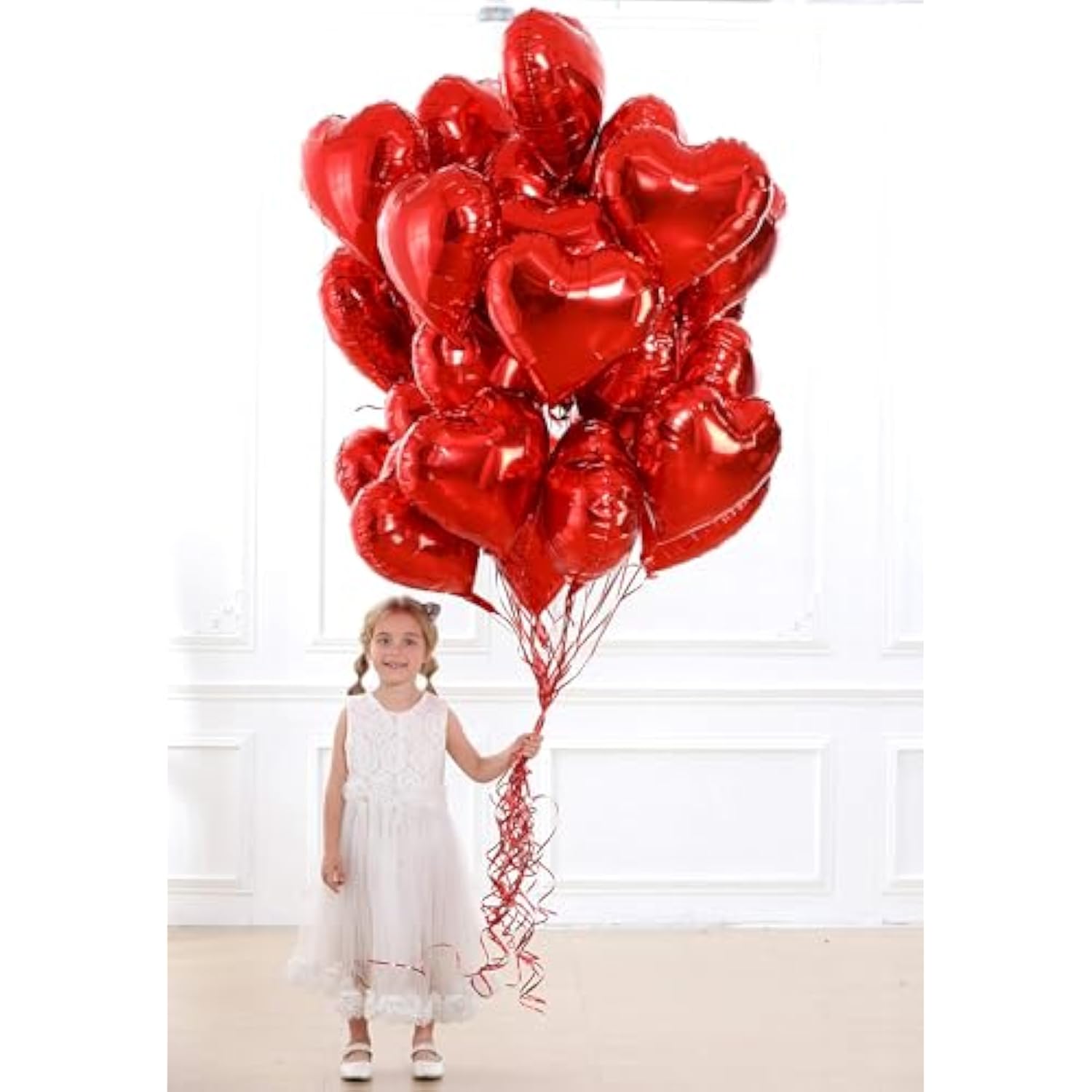 30 Pcs Red Heart Balloons 18" Foil Love Balloons Mylar Balloons Heart