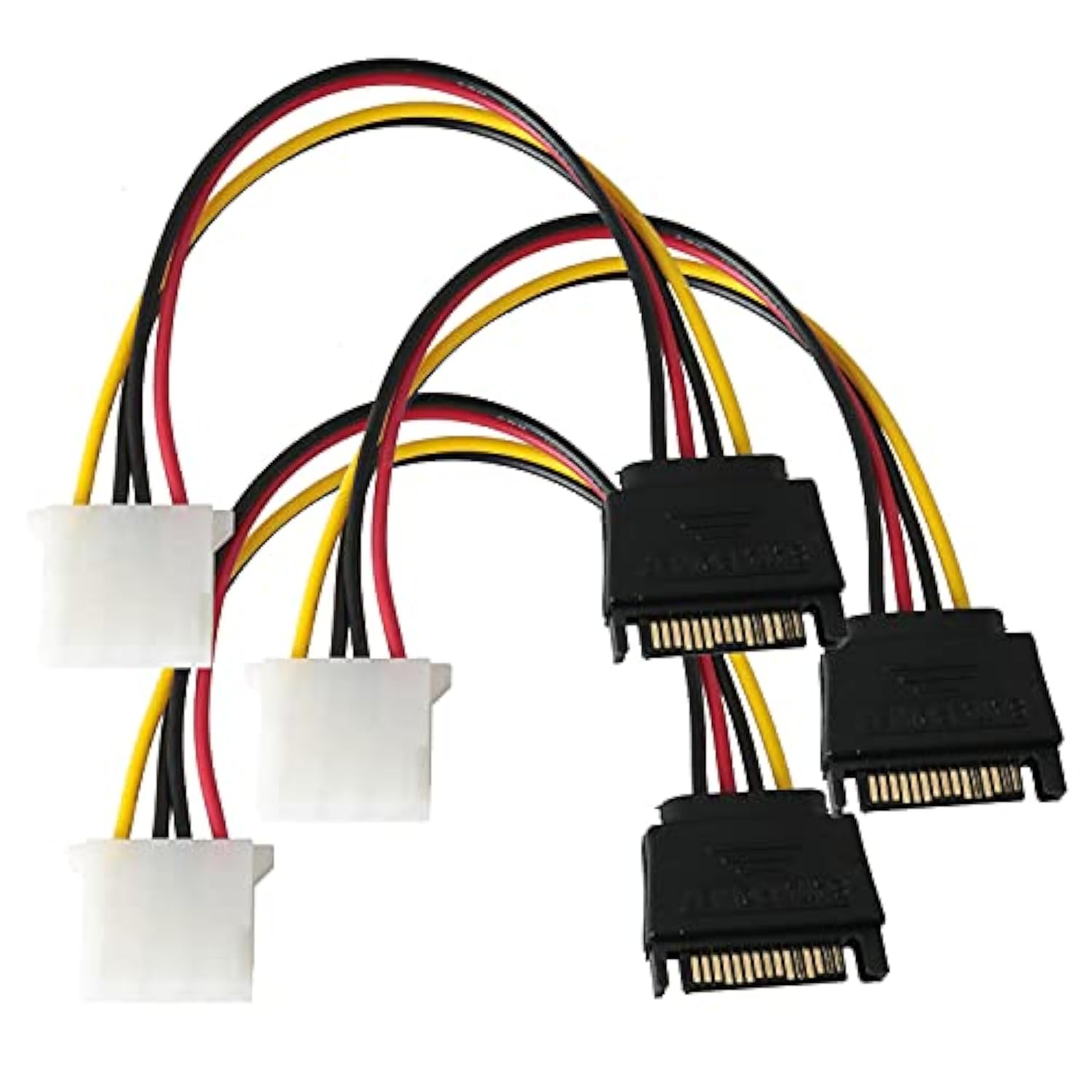 Sata Power Cable Adapter 3Pcs 8Inch Sata 15 Pin Male To Molex Lp4 Female Power