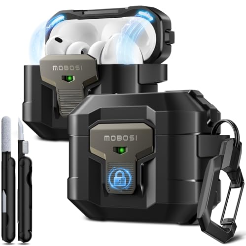for AirPods Pro 3 Case 2025 with Drop-Proof Lock, Cleaning Kit & Keychain, Compatible with MagSafe, Military-Grade Protection Hard Cover for iPods