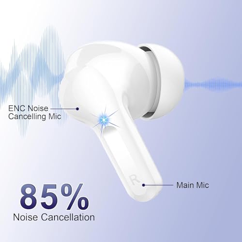 Wireless Earbuds, 2025 Bluetooth 5.4 Headphones Bass Stereo, Ear Buds with 4 Mics ENC Noise Cancelling, Bluetooth Earbuds 48H Playtime LED Display
